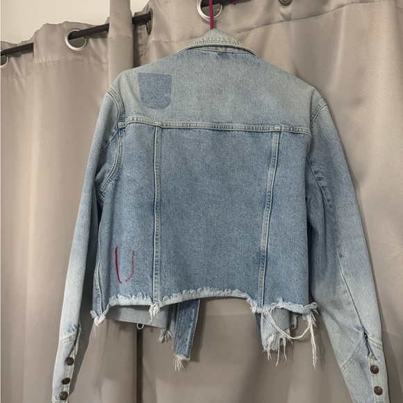 Free People Distressed Light Blue Jean Jacket - Picture 4 of 4